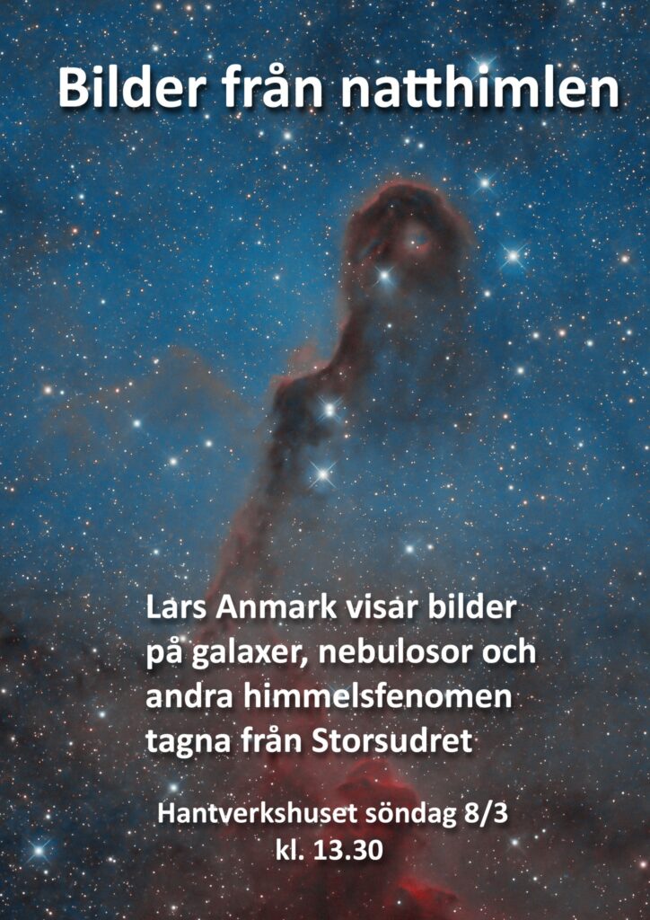 Lars Anmark visar bilder på galaxer och nebulosor, bilder från Storsudret - Ideella föreningen Hantverkshuset Burgsvik